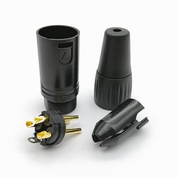 Musta kolmiytiminen aseen päämikrofoni XLR-tasapainotuspistoolin pää, 3-nastainen uros kupari Real Gold Plated Eco (2kpl)