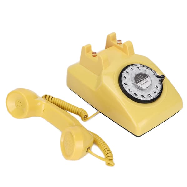 Retro roterende fastnettelefon 60'er gammeldags klassisk roterende skive kablet fastnettelefon Gul