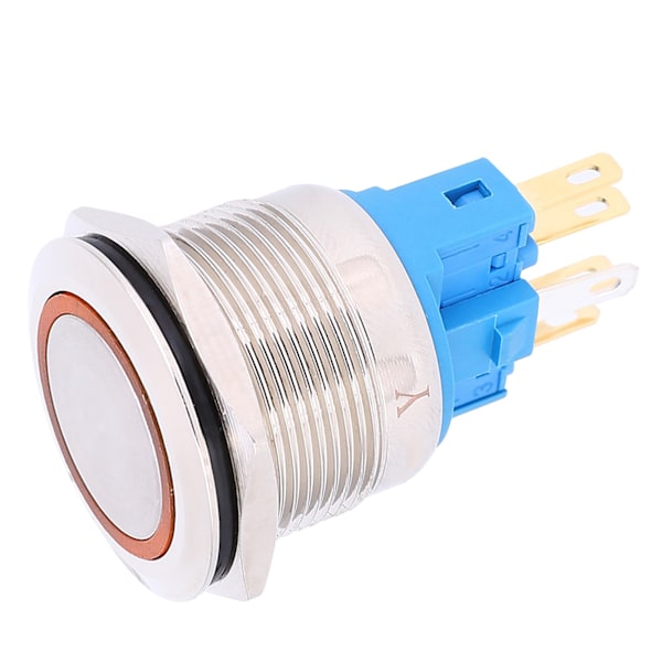 2 stk 22 mm DC3-6V ring 6-pins tilbakestillingstrykknappbryter med IP65 beskyttelsesklasse Oransje