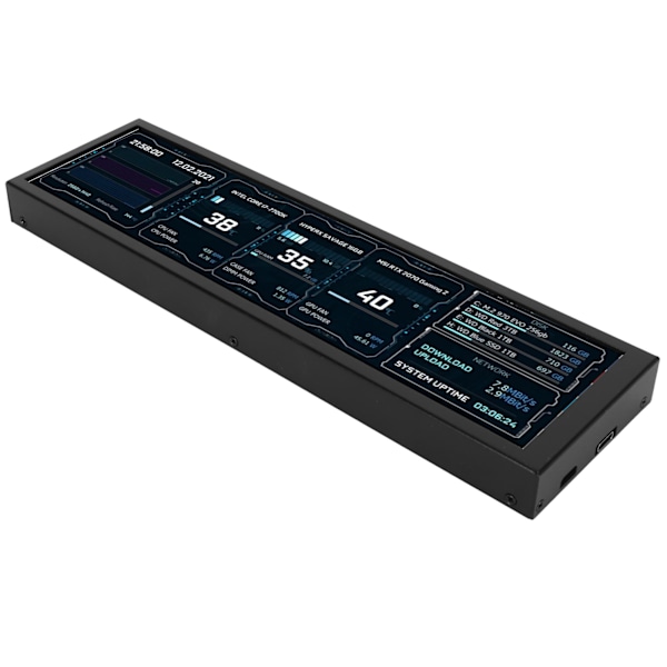 8,8-tums datortemperaturmonitor 1920x480 60Hz för AIDA64 CPU GPU SSD Data Temperaturmonitor för Raspberry Pi för Windows Svart