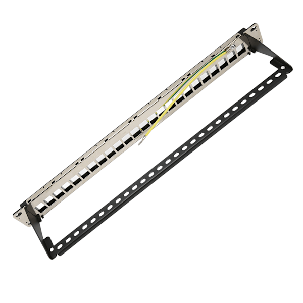 CAT5e Patchpanel 24 porter, anti-interferens, stabil, polert metall, CAT6 rackmontert panel for 19 tommers rackskap