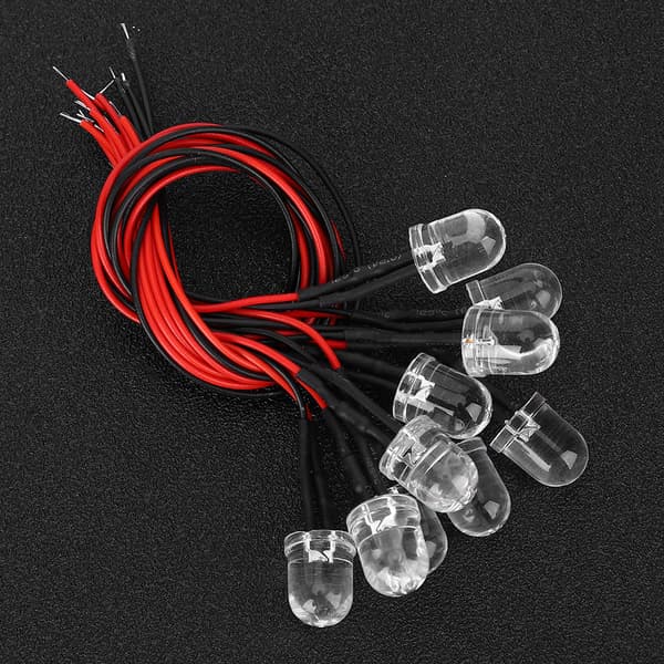 50 stk. 12V LED Pre Wired Lysdiode 10 mm Rundt Hode Lysperle DIY Deler Oransje Belysning