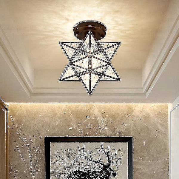 Fem-spiss stjerne jernkunst taklampe gullfarge