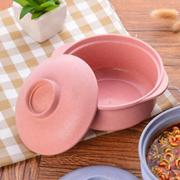 Instant Nuddelskål Nordisk Stil Studerende Multifunktionsmadbeholder med Låg Rosa