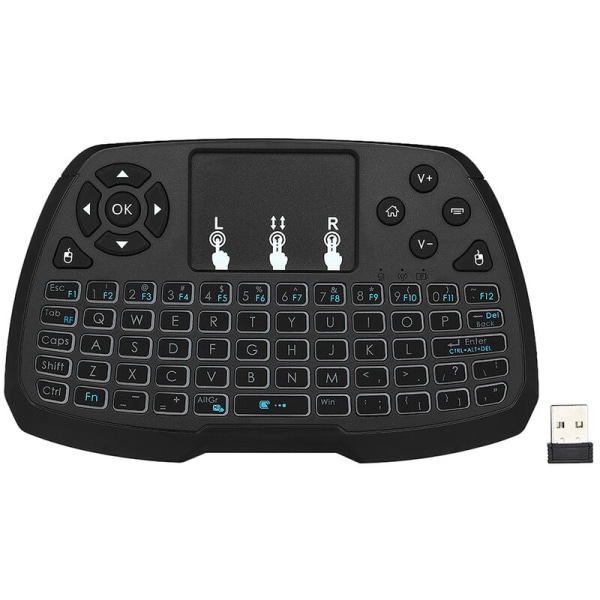 2,4 GHz trådlöst tangentbord Pekplatta Mus Bärbar fjärrkontroll för Android TV BOX Smart TV PC Notebook, modell: Svart SV