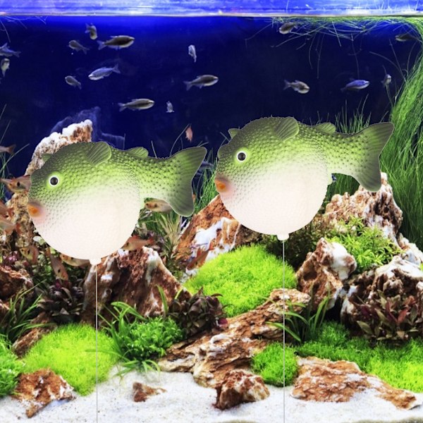 Akvarie Dekoration Kunstig Globefisk Simuleret Fluorescerende Lysende Lille Globefisk Akvarie Ornament Landskab Grøn