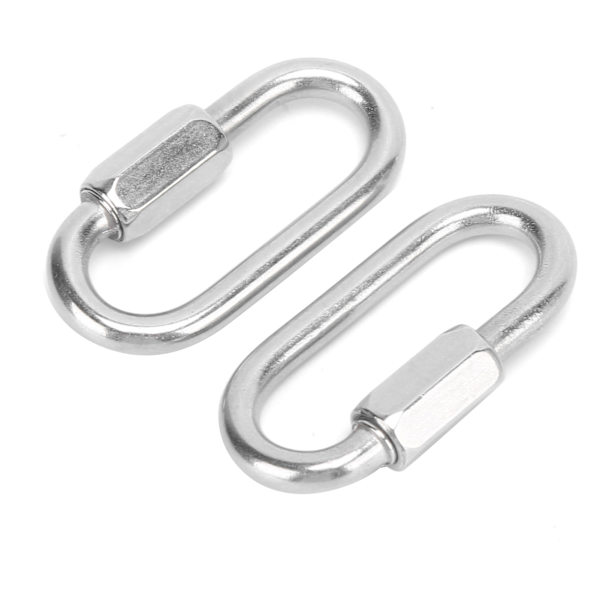 2 stk Hurtigkobling D-Formet Låsekarabiner i Rustfritt Stål med Sekskant Skrue for Klatring (5 mm)