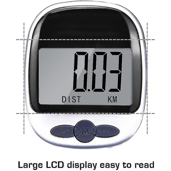 Pocket skritteller Trinnteller Gangavstand Kaloriteller med stor LCD
