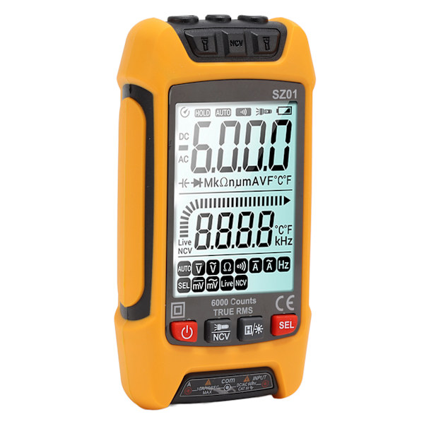 Digitalt multimeter sæt Intelligent stor skærm med høj præcision automatisk brandforebyggelse tester Orange