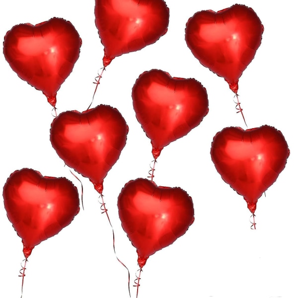18" hjärtformade folieballonger Födelsedagsfestdekorationer 8 delar