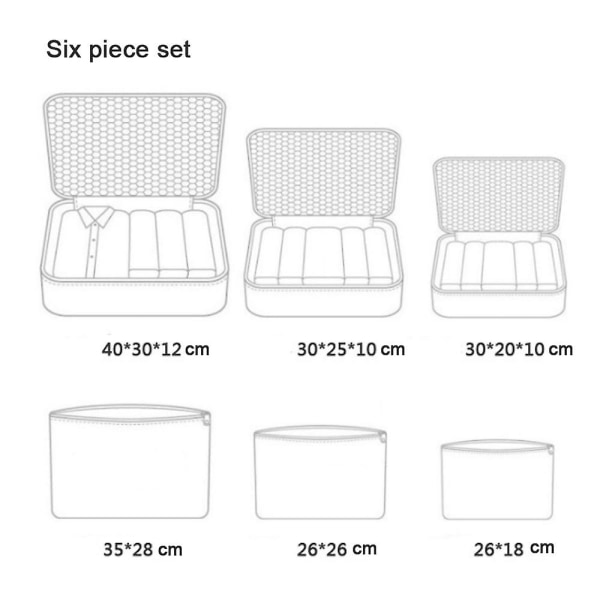 Opbevaringstaske til rejsebagage 6-delt sæt, flerfarvet quiltopbevaringskuffert