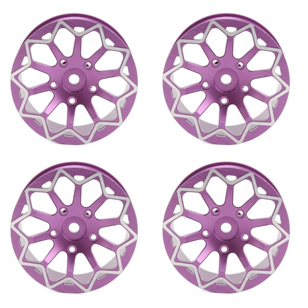 4 kpl RC-pyörien vanteet CNC-alumiiniseos 52 mm halkaisijaltaan pyörän napa 1/10 Drift On Road Racing Car Purple