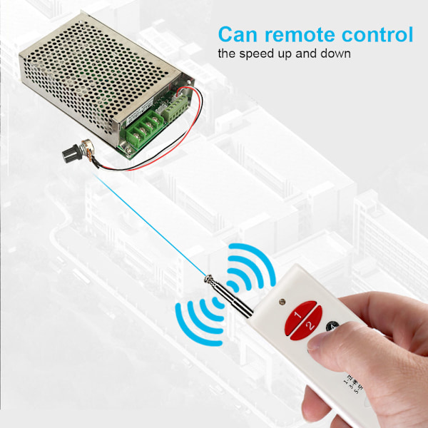 Trådløs fjernkontroll DC Motor Regulator Hastighetsstyring 12V/24V/30V 30A Fremover og bakover