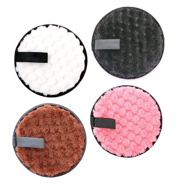 4 stk. makeupfjernerpuder, runde, dobbeltsidede, genanvendelige, bløde, bærbare, vaskbare mikrofiberpuder til makeup