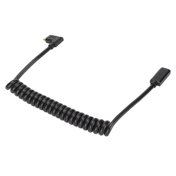 USB C-kabel USB C hunn til USB C hann 4K 60Hz 3A Hurtiglading 10Gbps 1,2m spiralfjærdesign USB C strømledning hunnhode til hann sidebøyning