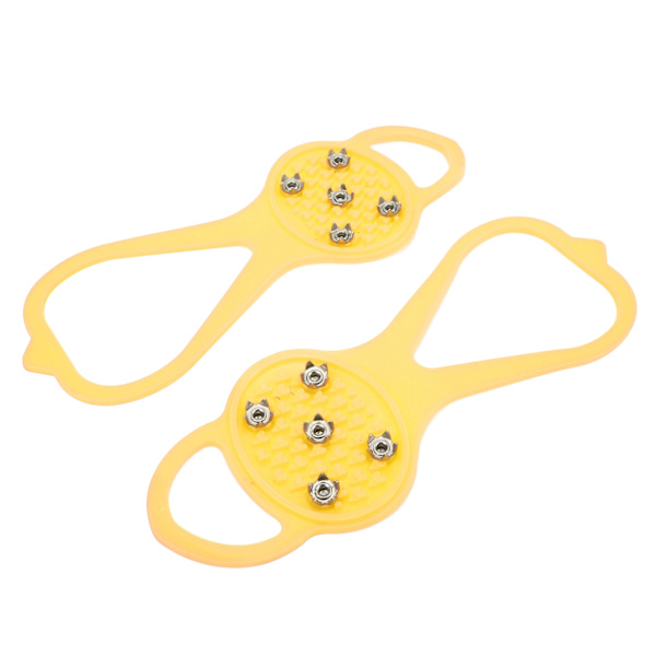 1 par/sæt Anti-slip 5-tands Stegjern Stærkt greb Holdbart 5-tands Vinterklatresko CoverYellow S (24-34)