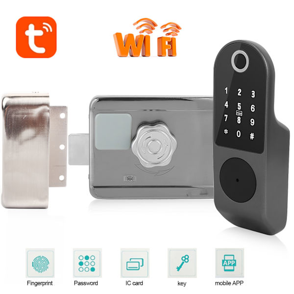 WIFI Dørlås Fingeraftryk Kodekort IC-kort Nøglekabel Gratis Digital Gate Access Control til TUYA