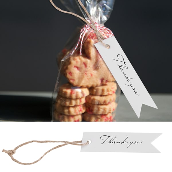 100 st/lot Kraftpapper Hang Tag Presentetikett Tag Thankful Message Card (Vit)