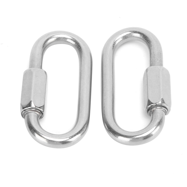 2 stk. Hurtigkobling D-Formet Låsekarabiner i Rustfrit Stål med Hex Skrue til Klatring (5 mm)