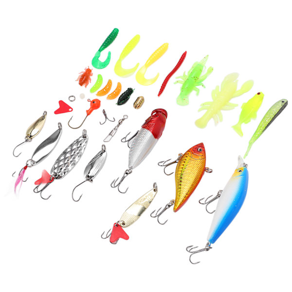 Fiskesæt med Bløde og Hårde Lokkedyr Tackle Kit Minnow Popper Crank Frø Lokkedyr Krog til Bas Gedde Fiskeri