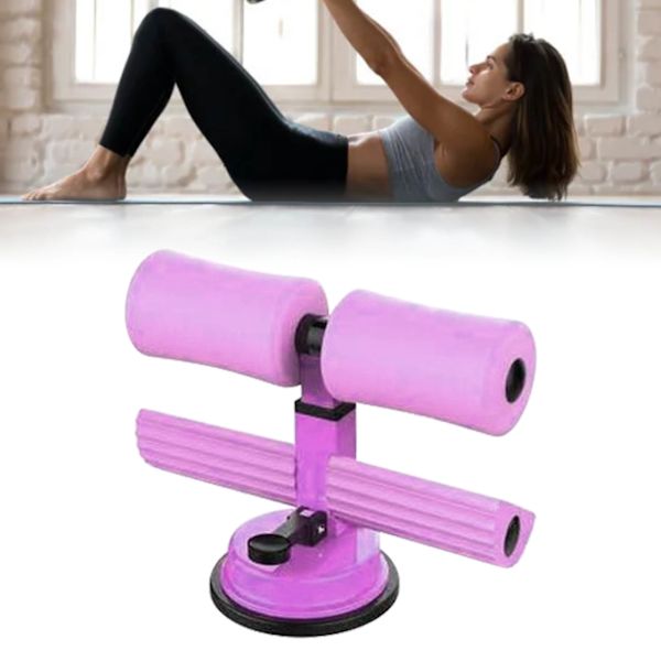 Sit Up Bar Gulv Metal Dobbeltstang Bærbar Sit Up Assistent Enhed med Sugeskål til Fitness Træning Abdominal Muskler Fuld Krops Træning Lilla