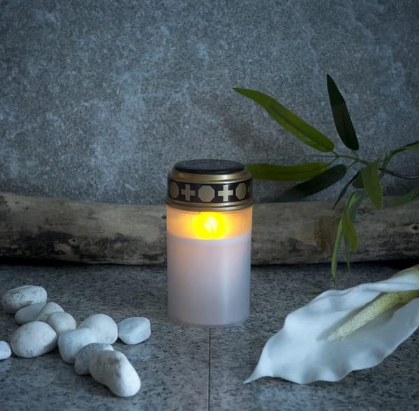 Solcellslykta med LED-flameffekt - vit