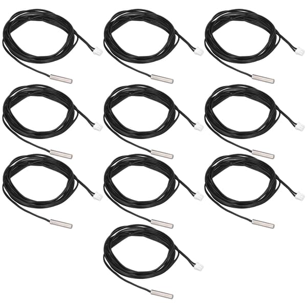 10 stk. termistor sensor NTC temp. probe 5x25mm cylindrisk hoved 2 meter kabellængde 5K B3950
