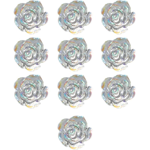 Nail Art 3d Resin Hvid Rose Blomst Design Aurora Kronblad Nail Studs Charms Nail Art Rhinestones Diy Akryl Manicure Tips Dekoration
