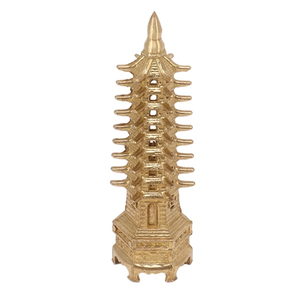 Wenchang Tower Statue 9 Nivåer Mini Pagoda Messing Hjemindretning Feng Shui Ornament til skrivebord
