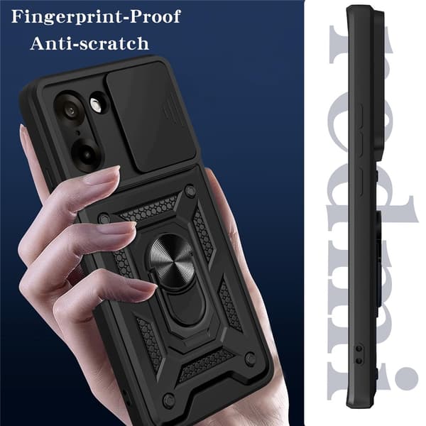 OnePlus Nord CE5 Armor Metal Ring Camera Slider Case - Black Svart black