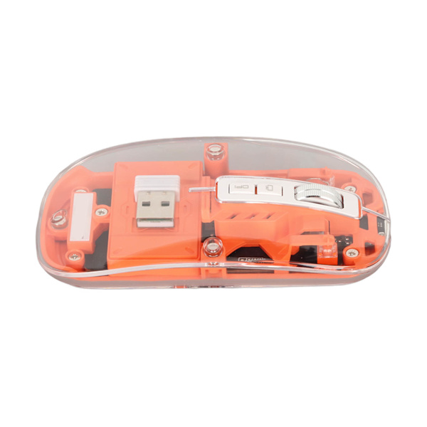 Langaton 2.4G Bluetooth Läpinäkyvä Hiiri 2400 DPI Ladattava 400mAh RGB Värikäs Langaton Hiiri Oranssi