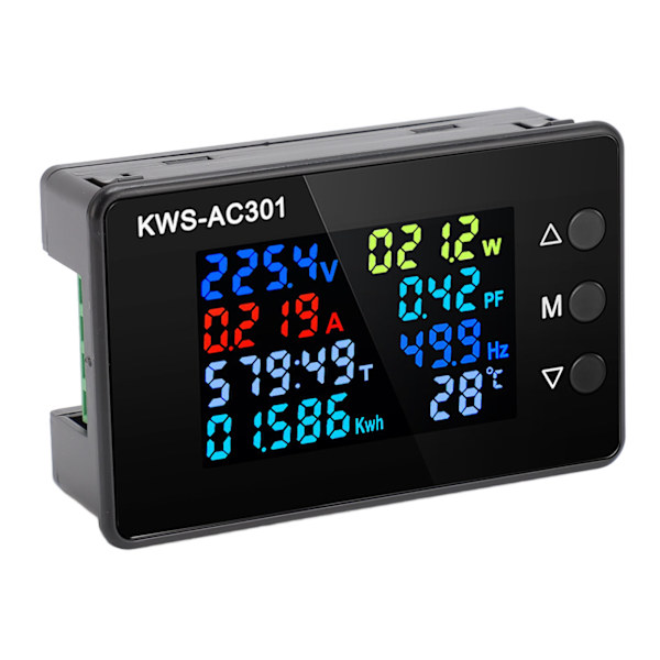 Volt Amp Meter 0 till 100A 50 till 300V LCD-färgskärm Multifunktion Power Energy Monitor for Industry Home