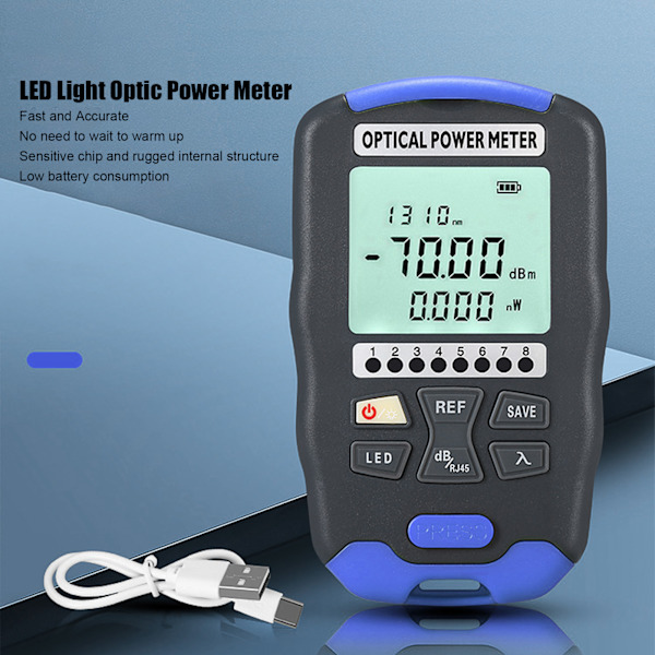 Mini Optisk Fiber Effektmeter Tester FC SC ST Universal Grensesnitt 3 i 1 10KM med LED-lys AUA DC70 (-70~+10dBm)