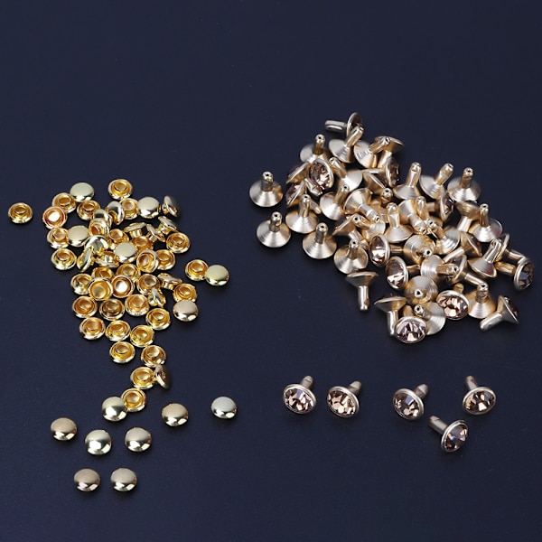 50 stk 8MM Krystal Rhinestone Dekorative Nitter DIY Læder Sko Tøj Knapper (Gul Krystal)