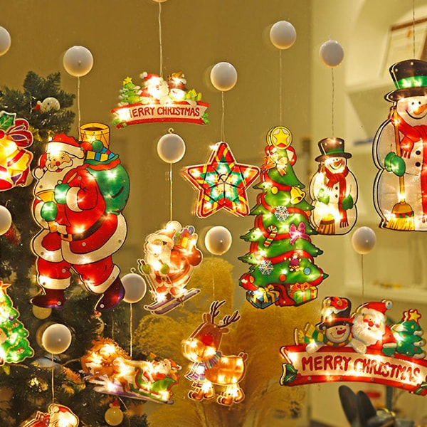 Julevinduesdekorationslys, Sucker Vindueshængende lyssnor Julefestdekorationsgave, Lille
