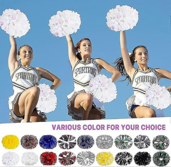 4 stk. cheerleading-pomponer til cheerleader-kostume til kvinder, 2 par cheer-pomponer Holographic White