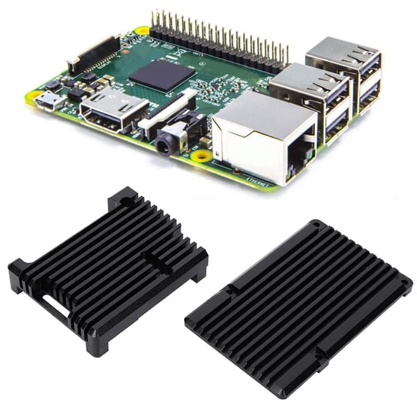 Moderkort i aluminiumlegering Kylskallåda Svart Passar Kompatibel med Raspberry Pi 3rd Model B 2b 3b