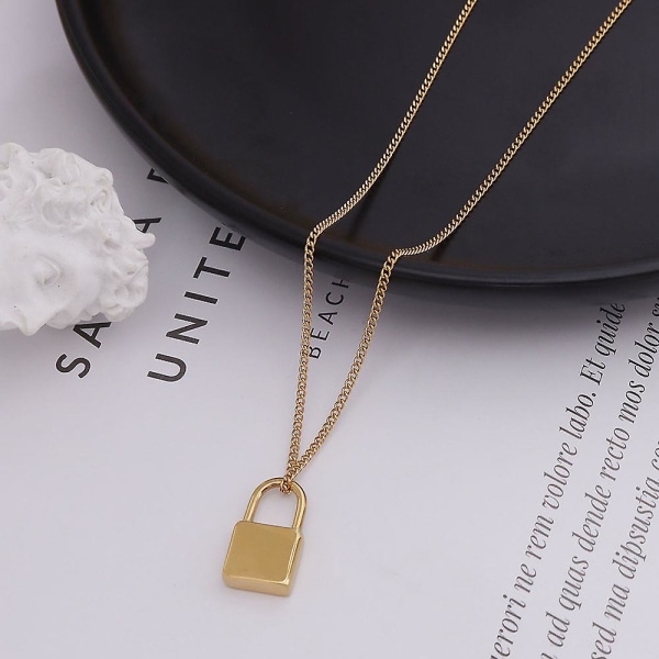 18K forgyldt hængelås halskæde brev halskæder til kvinder minimalistisk