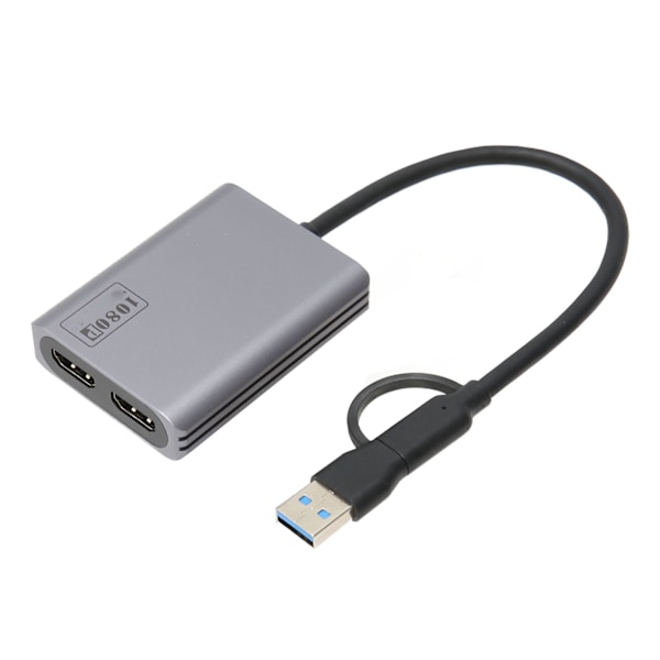 Type C til Dual HD Adapter 1080P Understøttet Plug and Play Aluminium Legering USB til HD Adapter til Bærbar Computer Desktop PC