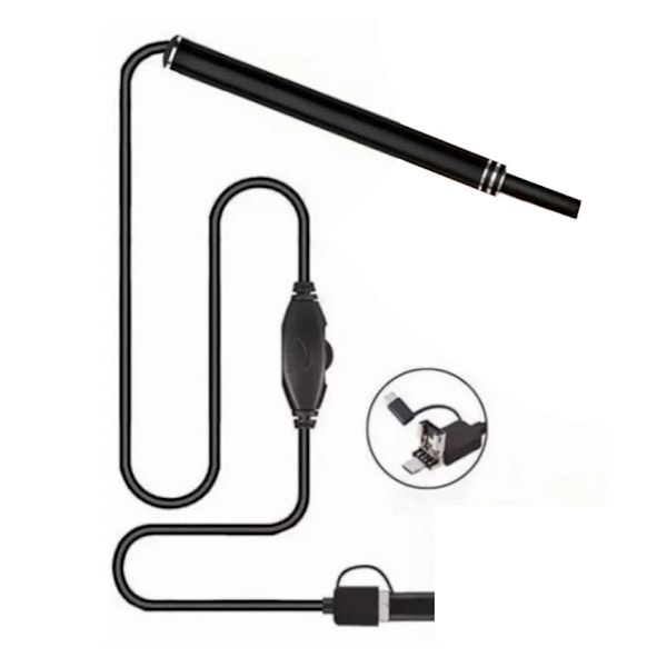 Digital Otoscope Camera Ultra Clear View 6 LED-lampor IP67 Vattentätt Ear Scope Endoskop för Android OTG Svart 5,5 mm