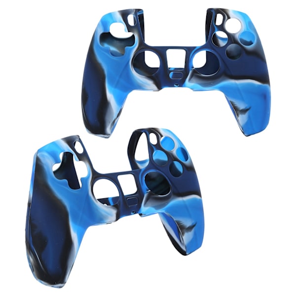 2 stk Gamepad Beskyttelsesetui Kamuflasje Silikonetui Skin for PS5 Game Controller Camo Blå
