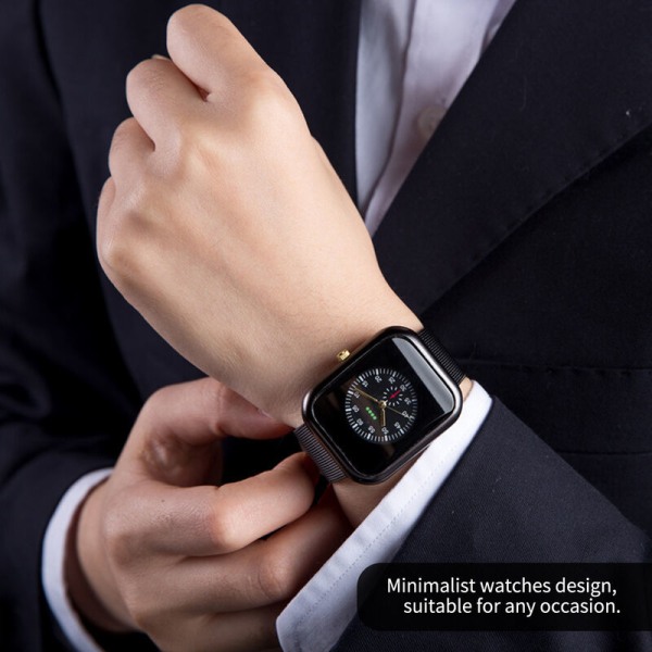 Minimalistinen watch miehille naisille, unisex watch ruostumattomasta mesh valmistettu verkkonauhalla, vedenpitävä musta watch, malli: musta