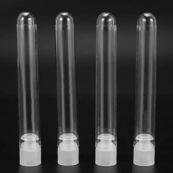 100 st Klara Plast Provrör med Vita Skruvlock Provbehållare Flaskor Trycklock 12X75mm