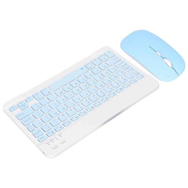 10-tommers Bluetooth-tastatursett USB-lading Ultratynn Stille trådløst tastatur med DPI-mus for mobiltelefon bærbar PC Sky Blue