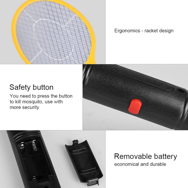 Sladdlös batteriström Elektrisk flugmyggsmällare Bug Zapper Racket Insekter Killer Gul