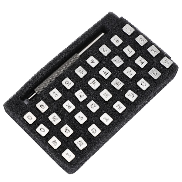 36st Läderstämpelmönster Antal Alfabet Punch Carving 1st Handtag Craft DIY Tool 3,5 mm