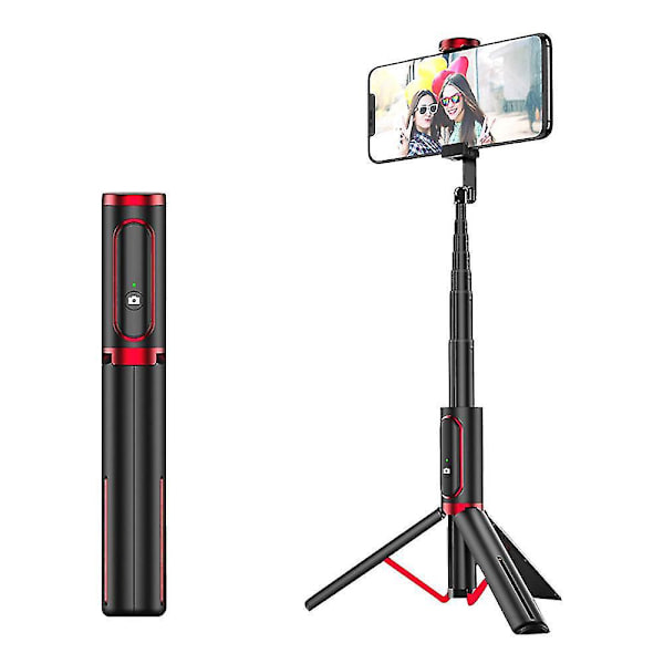 Teleskopisk Bluetooth Selfie Stick med Integreret Tripod Telefonholder - Sort