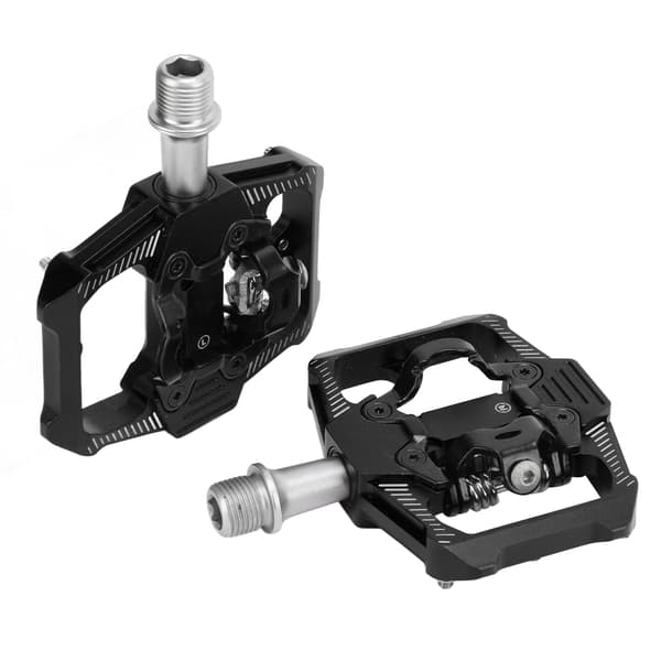 【NX】Dobbeltfunktion Cykelpedal Flade Clipless Klamper 3 forseglede lejer MTB Cykelpedal til SPD Sort