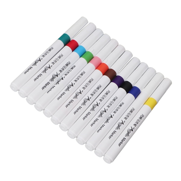 Akryl Paint Markører Vannbasert Blekk Vanntett Høy Dekning Paint Pensler Paint Markører for DIY Maling 12 Farger