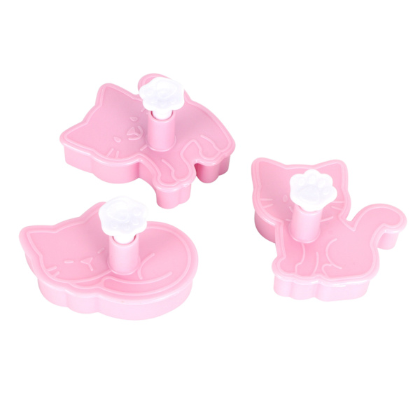3 st Tecknad kattformade kakformar DIY Bakning Kexform Set Baktillbehör
